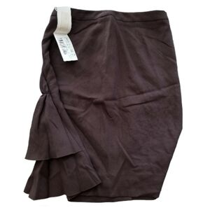 ❗NWT Valentino Chocolate Wool Brown Pencil Skirt with Back Ruffling Size 6❗